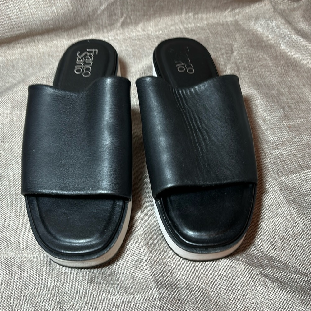 Franco Sarto Black Slip on Sandals Orelia Size 7.5